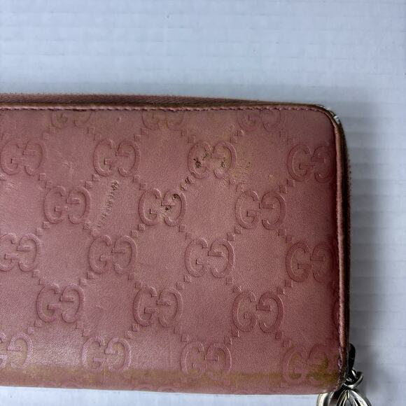 GUCCI Guccissima Leather Zip Around Wallet Pink - Picture 11 of 14